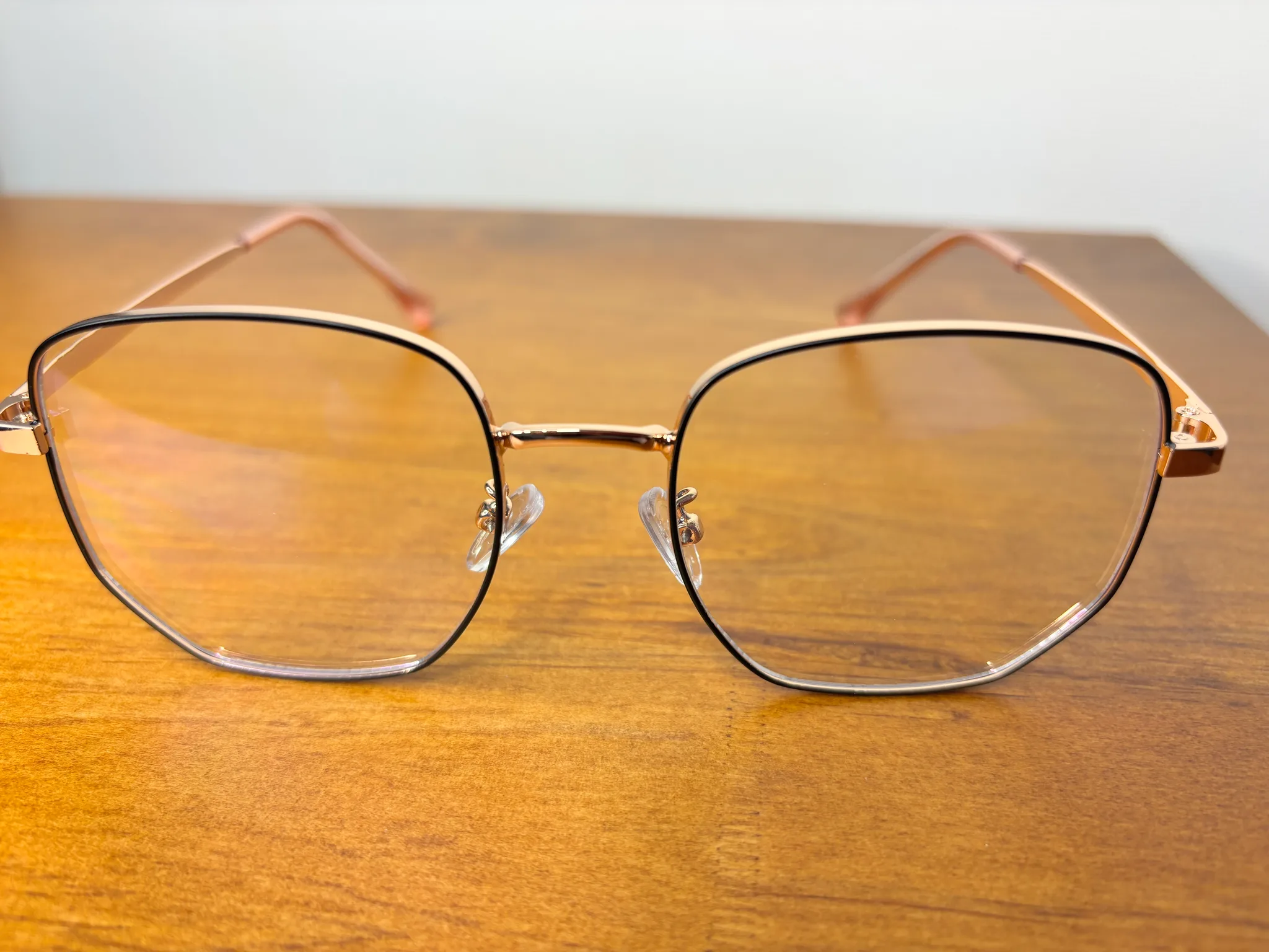 Lentes ópticos metálicos hexagonal de mujer